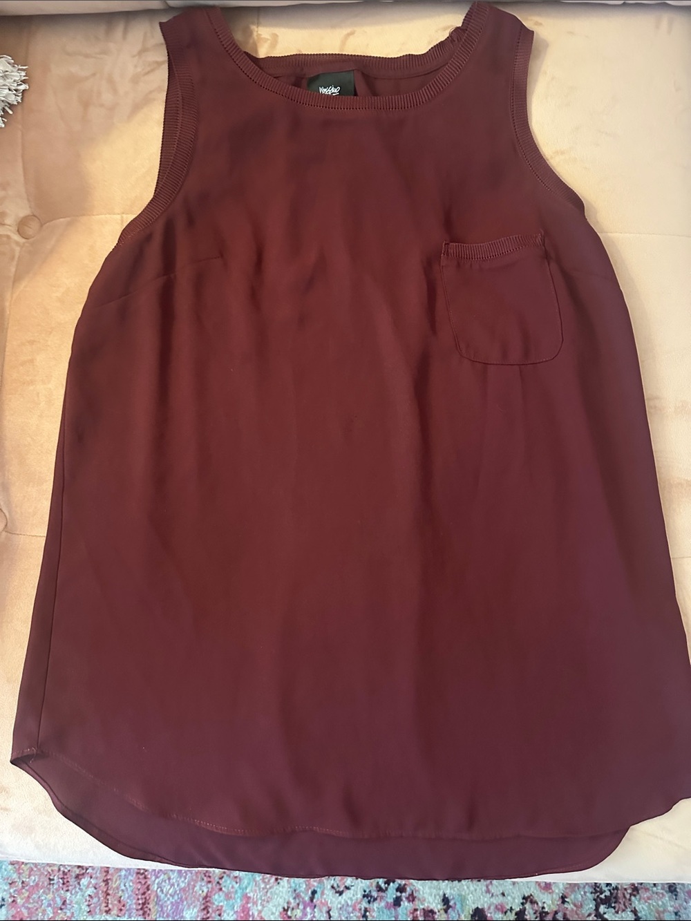 Massimo Maroon Sleeveless Pocket Tank